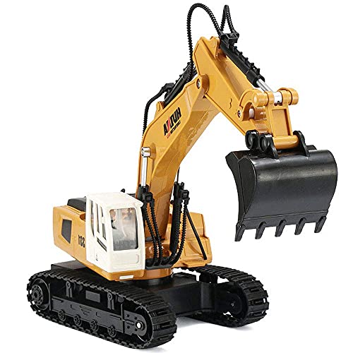 QIYHBVR Ferngesteuerter Bagger-Spielzeug-LKW, 9-Kanal-RC-Spielzeug, Hydraulikbagger, Baufahrzeuge Für Jungen Und Mädchen, Kinder, RC-Traktor Kann Um 360 ° Gedreht Werden, Kinderspielzeug-Geschenk von QIYHBVR