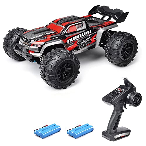 QIYHBVR Ferngesteuertes Auto Im Maßstab 1:16, 38 Km/h Hochgeschwindigkeits-Fernsteuerungs-LKW Offroad-RC-Monsterfahrzeug Mit LED-Scheinwerfern Und Zwei Wiederaufladbaren Batterien von QIYHBVR