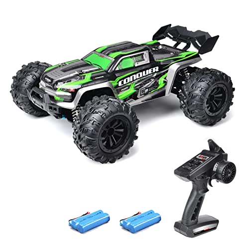 QIYHBVR Ferngesteuertes Auto Im Maßstab 1:16, 38 Km/h Hochgeschwindigkeits-Fernsteuerungs-LKW Offroad-RC-Monsterfahrzeug Mit LED-Scheinwerfern Und Zwei Wiederaufladbaren Batterien von QIYHBVR