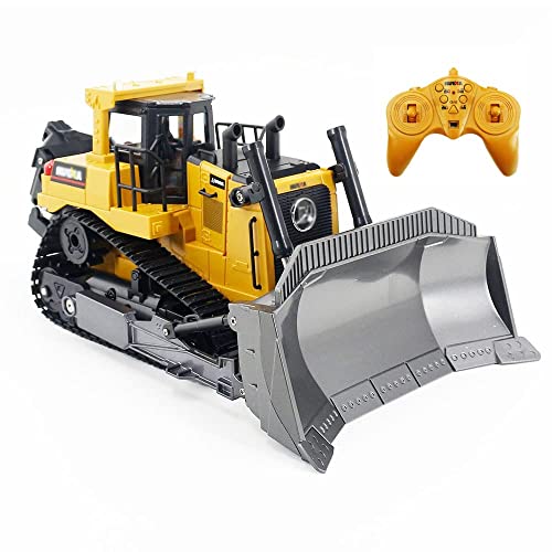 QIYHBVR Ferngesteuertes Bauspielzeug, Ferngesteuerter Bulldozer Spielzeug Auto 9 Kanal Hobby RC Trucks Legierung Rc Frontlader 4WD Für 4-15 Jahre Alte Jungen Kinder Geschenk von QIYHBVR
