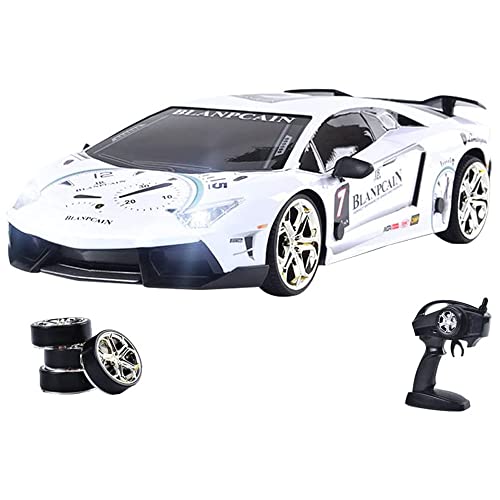 QIYHBVR GT RC Drift Cars 1:16 Ferngesteuertes Auto 35 Km/h Driftfahrzeug Mit LED-Licht ＆ 4 Stück Ersatzreifen 4WD Hochgeschwindigkeits-Sport-Rennwagen Geschenke Spielzeug Für Erwachsene Kinder von QIYHBVR