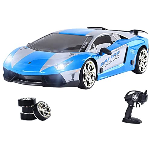 QIYHBVR GT RC Drift Cars 1:16 Ferngesteuertes Auto 35 Km/h Driftfahrzeug Mit LED-Licht ＆ 4 Stück Ersatzreifen 4WD Hochgeschwindigkeits-Sport-Rennwagen Geschenke Spielzeug Für Erwachsene Kinder von QIYHBVR