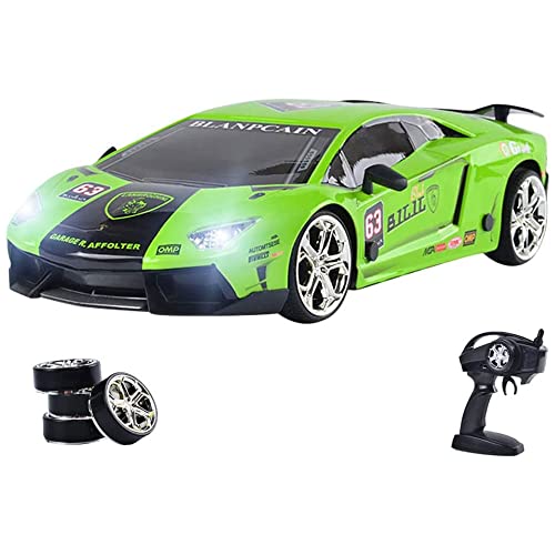 QIYHBVR GT RC Drift Cars 1:16 Ferngesteuertes Auto 35 Km/h Driftfahrzeug Mit LED-Licht ＆ 4 Stück Ersatzreifen 4WD Hochgeschwindigkeits-Sport-Rennwagen Geschenke Spielzeug Für Erwachsene Kinder von QIYHBVR