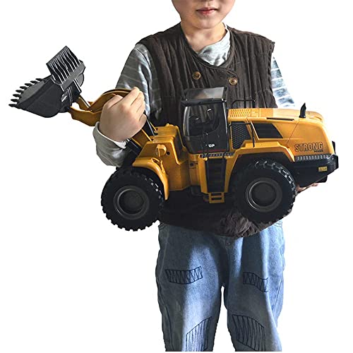 QIYHBVR Legierungs-Fernbedienungs-Bulldozer-Spielzeug-LKW, RC-Metall-Rc-Frontlader Im Maßstab 1:14, Baufahrzeuge Für Jungen, Mädchen, Kinder Mit Wiederaufladbarem Akku von QIYHBVR
