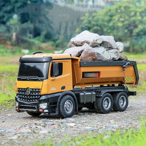 QIYHBVR RC-Engineering-Fahrzeug, 6-Rad-4WD-RC-Muldenkipper, 10-Kanal-RC-Muldenkipper-Spielzeug, 2,4-GHz-Elektro-RC-Muldenkipper mit Lichtern und Geräuschen, geeignet für Geschenke für Erwachsene und K von QIYHBVR