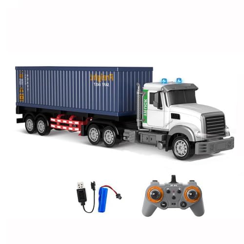 QIYHBVR RC-Sattelschlepper Mit Anhänger – 23-Zoll-Sattelschlepper-Spielzeug Für Kinder, Transportfahrzeug, 1:24-Container-LKW Mit LED-Lichtern Und Musik, Tolles Geschenk Für Jungen Und Mädchen von QIYHBVR