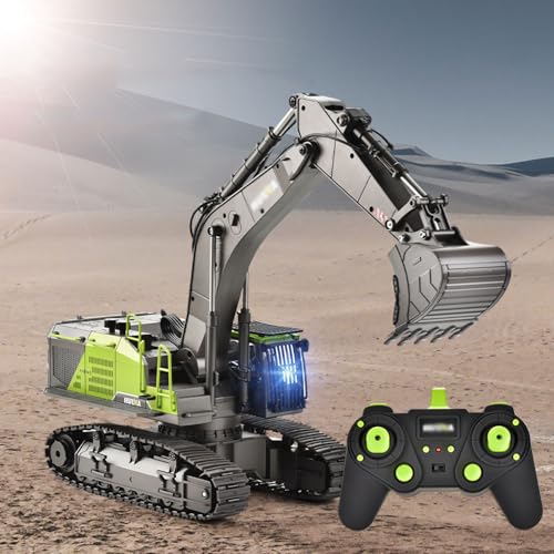 QIYHBVR RC-Technikfahrzeug, 22-Kanal-RC-Bagger, Legierungs-RC-Bagger im Maßstab 1:14, technisches Spielzeug, Schraubenantrieb, 2,4-GHz-Elektro-RC-Bagger, geeignet für Jungen- und Mädchenspielzeug QIYHBVR RC-Technikfahrzeug, 22-Kanal-RC-Bagger, Legierungs-RC-Bagger im Maßstab 1:14, technisches Spielzeug, Schraubenantrieb, 2,4-GHz-Elektro-RC-Bagger, geeignet für Jungen- und Mädchenspielzeug von QIYHBVR