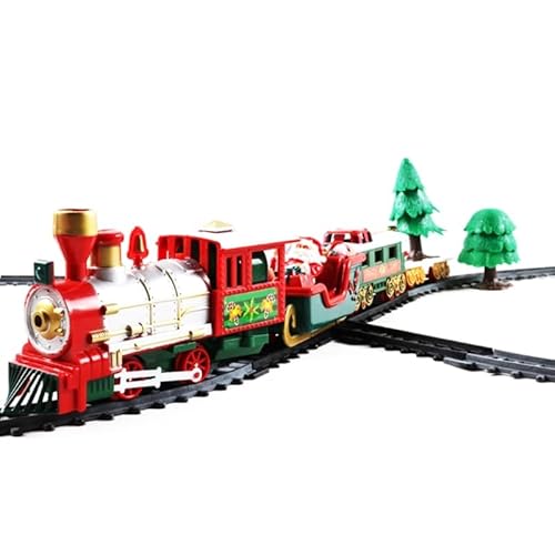 QIYHBVR Weihnachtseisenbahn-Set, Eisenbahn-Spielzeug-Set, Erhöht, Mit 3 Festlichen Waggons, 15 Gleisen, Weihnachtsbaum-Lastwagen, Lichtgeräusch, Einfach Zusammenzubauendes Elektrisches Eisenbahn-Set QIYHBVR Weihnachtseisenbahn-Set, Eisenbahn-Spielzeug-Set, Erhöht, Mit 3 Festlichen Waggons, 15 Gleisen, Weihnachtsbaum-Lastwagen, Lichtgeräusch, Einfach Zusammenzubauendes Elektrisches Eisenbahn-Set von QIYHBVR
