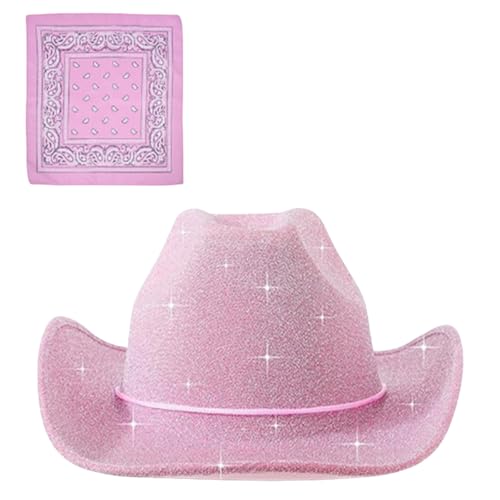 QIYUDUOLA Bandana Glitzer Party Hut Braut Cowboy Hut für Junggesellinnenabschied von QIYUDUOLA