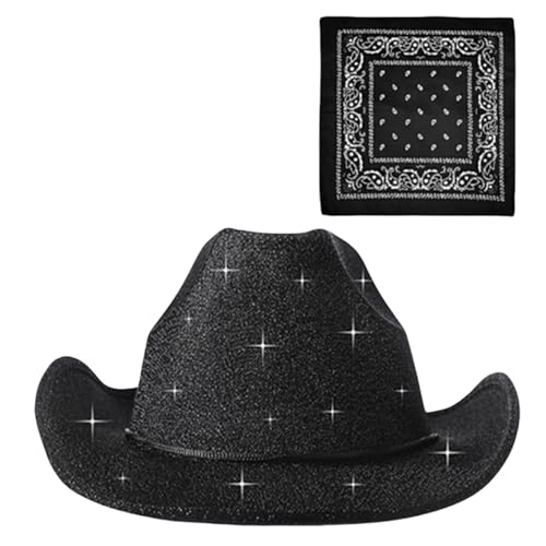 QIYUDUOLA Bandana Glitzer Party Hut Braut Cowboy Hut für Junggesellinnenabschied von QIYUDUOLA