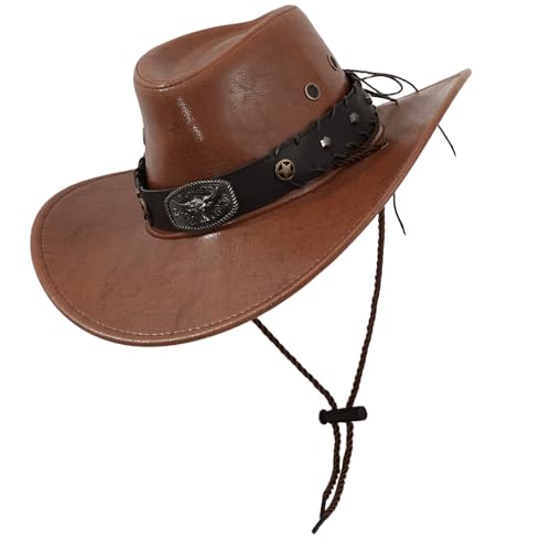 QIYUDUOLA Cowboyhut mit großer Krempe mit dekorativem Gürtel für Kostüme, Cosplay, Partyzubehör von QIYUDUOLA