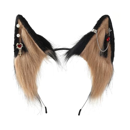 QIYUDUOLA Ethnischer Wolf Ohren Form Stirnband mit Legierung Ohrring Dekor Haarreif Erwachsene Live Broadcast Ostern Party Kopfschmuck QIYUDUOLA Ethnischer Wolf Ohren Form Stirnband mit Legierung Ohrring Dekor Haarreif Erwachsene Live Broadcast Ostern Party Kopfschmuck von QIYUDUOLA