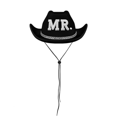 QIYUDUOLA Fedora-Hut mit Schmucksteinen besetzt, Bräutigam, Panama-Cowboyhut für Junggesellinnenabschied von QIYUDUOLA