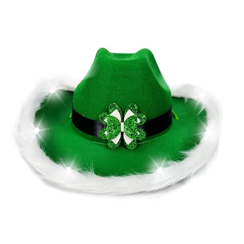 QIYUDUOLA Grüner Cowboyhut für St. Patrick's Day, Festival, irischer Urlaub, großer Hut, Party-Kopfbedeckung QIYUDUOLA Grüner Cowboyhut für St. Patrick's Day, Festival, irischer Urlaub, großer Hut, Party-Kopfbedeckung von QIYUDUOLA