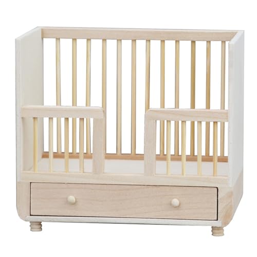 QIYUDUOLA Krippenmodell Realistische Holzkrippe 1:12 Modell Kleine Größe Spielzeug Puppenhäuser Möbel Zubehör von QIYUDUOLA