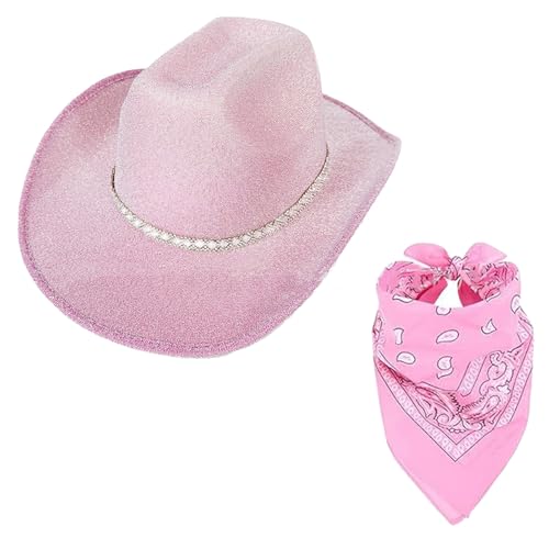 QIYUDUOLA Kristall Cowboyhut Braut Bandana Panama Hut für Junggesellinnenabschied von QIYUDUOLA