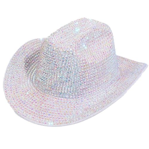 QIYUDUOLA Kristall Fedoras Braut Hut für Junggesellinnenabschied Fedoras Cowboyhut von QIYUDUOLA