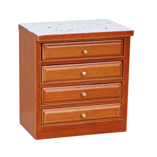 QIYUDUOLA Miniatur-Puppenhäuser Waschbeckenschrank 1/12 Vintage Küchentheke mit funktionaler Schublade Puppenhäuser Zubehör von QIYUDUOLA