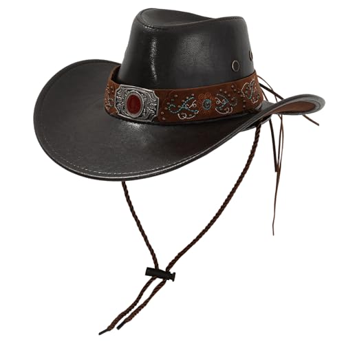 QIYUDUOLA Nietengürtel, Zylinderhut für Musikfestival, Kopfbedeckung, Bühne, Cowboyhut, Rollenspiel, Requisiten, Kopfschmuck von QIYUDUOLA