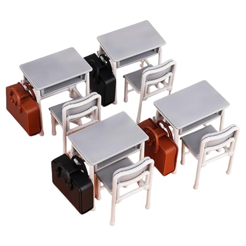 QIYUDUOLA Puppenhäuser, Möbel, Schule, Schreibtisch, Stuhl, Rucksack, Set, realistisch, Maßstab 1:12, Miniaturen, Puppenhäuser, Dekoration, 4 Stück QIYUDUOLA Puppenhäuser, Möbel, Schule, Schreibtisch, Stuhl, Rucksack, Set, realistisch, Maßstab 1:12, Miniaturen, Puppenhäuser, Dekoration, 4 Stück von QIYUDUOLA