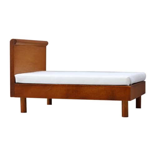QIYUDUOLA Puppenhäuser Dekoration 1:12 Maßstab Puppenhäuser Miniatur Möbel Zubehör Simples Modern Holz Doppelbett von QIYUDUOLA