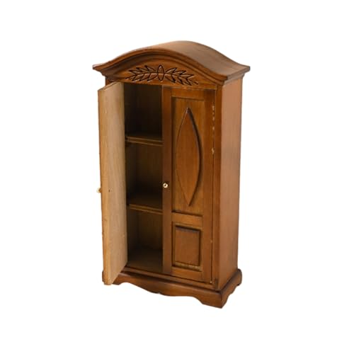 QIYUDUOLA Puppenhäuser Kleiderschrank aus Holz, Maßstab 1:12, Miniaturschrank, Doppeltürschrank, Display für Puppenhäuser, Dekoration QIYUDUOLA Puppenhäuser Kleiderschrank aus Holz, Maßstab 1:12, Miniaturschrank, Doppeltürschrank, Display für Puppenhäuser, Dekoration von QIYUDUOLA