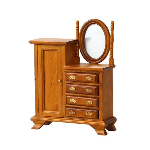 QIYUDUOLA Puppenhäuser Möbel 1/12 Holz Schminktisch mit funktionierenden Schubladen Puppenhäuser Maßstab Dekoration QIYUDUOLA Puppenhäuser Möbel 1/12 Holz Schminktisch mit funktionierenden Schubladen Puppenhäuser Maßstab Dekoration von QIYUDUOLA
