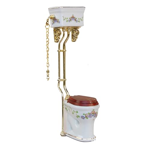 QIYUDUOLA Realistische Keramik-Toilette, Maßstab 1:12, Puppenhäuser, Möbel für kleine Hausdekorationen und Modell-Displays von QIYUDUOLA
