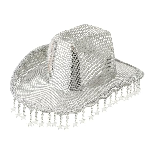 QIYUDUOLA Reflektierender Panama-Hut mit Sternen, für Braut, Cowgirls, Hut für Junggesellinnenabschied, Kopfbedeckung QIYUDUOLA Reflektierender Panama-Hut mit Sternen, für Braut, Cowgirls, Hut für Junggesellinnenabschied, Kopfbedeckung von QIYUDUOLA
