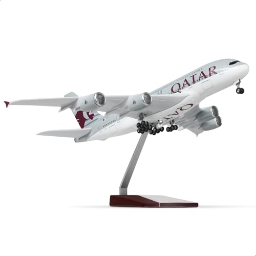 1/200 A380 Qatar Modellflugzeug -Druckguss Airbus für A380 Modellflugzeug Kit mit Ständer (14 in-L) Pre-built Modellflugzeug für Erwachsene -Aviation Creative Geschenke, Tabletop Collection Anzeige von QIYUMOKE