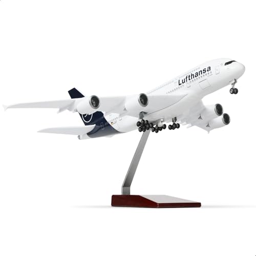 1/200 A380 für Lufthansa Modellflugzeug -Druckguss für Airbus A380 Modellflugzeug Kit mit Ständer (14 in-L) Pre-built Modellflugzeug für Erwachsene -Aviation Geschenke Tabletop Collection Anzeige von QIYUMOKE