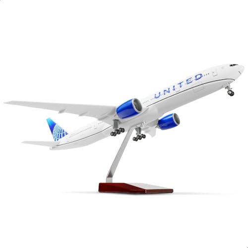 QIYUMOKE 1/150 Boeing777-300ER United 18,5 Zoll großes Modell Diecast Airplane Model Kits mit Stand Airlines Model Display Sammlerstück für Luftfahrt-Enthusiasten Geschenk von QIYUMOKE