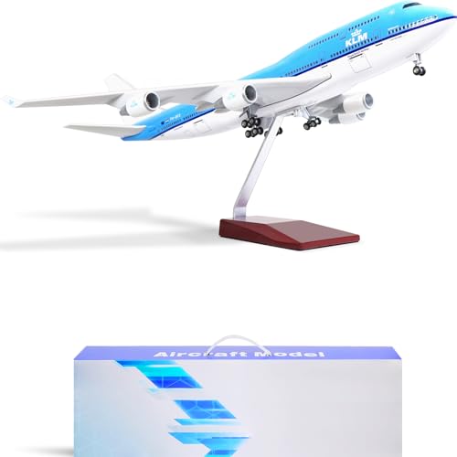 QIYUMOKE 1/160 Boeing 747 17 Zoll Großes Modelldruckguss-KLM-Flugzeugmodellbausatz Fluglinienmodellflugzeug mit Ständer zum Sammeln als Geschenk für Luftfahrtbegeisterte von QIYUMOKE
