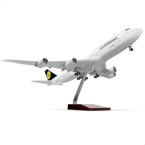 QIYUMOKE 1/160 Boeing 747 Lufthansa 17 Zoll großes Modell-Druckguss-Flugzeug-Modellbausatz mit Ständer, Fluglinien-Modellflugzeug-Display, Sammlerstück, als Geschenk für Luftfahrt-Enthusiasten von QIYUMOKE