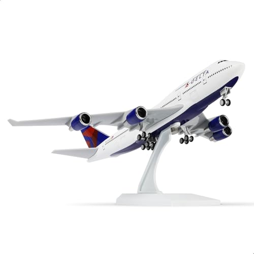 QIYUMOKE 1/240 747 Modellflugzeug für Delta für Boeing 747 Modellflugzeug mit Ständer (12 Zoll Länge) Vorgefertigter Modellbausatz für Erwachsene - Kreative Geschenke aus der Luftfah von QIYUMOKE
