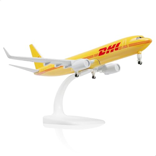QIYUMOKE 1/300 737 Flugzeug-Modellbausatz aus Metalldruckguss (8,3 Zoll L) mit Ständer, für DHL 737 Flugzeugmodell für Luftfahrtgeschenke für Erwachsene, Desktop-Display-Flugzeug von QIYUMOKE