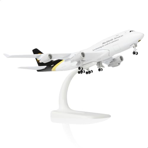 QIYUMOKE 1/300 747-Flugzeugmodell aus Metalldruckguss für UPS mit Ausstellungsständer Boeing 747-Modellflugzeug (7,8 Zoll) Flugzeug-Sammlerstück für Erwachsene - Vollmetall-Detailversion von QIYUMOKE