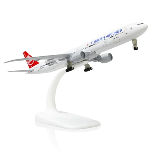 QIYUMOKE 1/300 Gussmetallflugzeugmodell für Turkish 777 für Boeing777 Modellflugzeug mit Ständer (7.5 Zoll lang) Ausstellungsdekoration für Luftfahrtbegeisterte. von QIYUMOKE