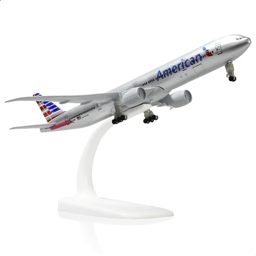 QIYUMOKE 1/300 Metallflugzeugmodell für American 777 für Boeing 777 Modellflugzeug mit Ständer (7.5 Zoll lang) Ausstellungsdekoration für Luftfahrtbegeisterte. von QIYUMOKE