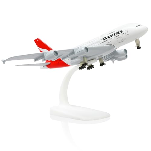 QIYUMOKE 1/300 Metallflugzeugmodell für Australien A380 für Airbus A380 Modellflugzeug mit Ständer (7.5 Zoll lang) Ausstellungsdekoration für Luftfahrtbegeisterte. von QIYUMOKE