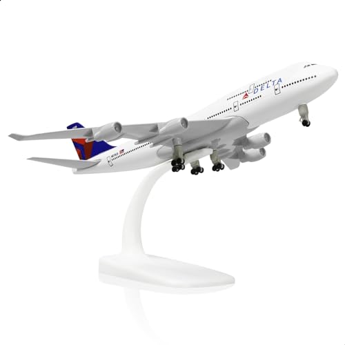 QIYUMOKE 1/300 Metallflugzeugmodell für Delta 747 für Boeing 747 Modellflugzeug mit Ständer (7.5 Zoll lang) Ausstellungsdekoration für Luftfahrtbegeisterte. von QIYUMOKE