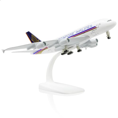 QIYUMOKE 1/300 Metallflugzeugmodell für Singapore A380 für Airbus A380 Modellflugzeug mit Ständer (7.5 Zoll lang) Ausstellungsdekoration für Luftfahrtbegeisterte. von QIYUMOKE