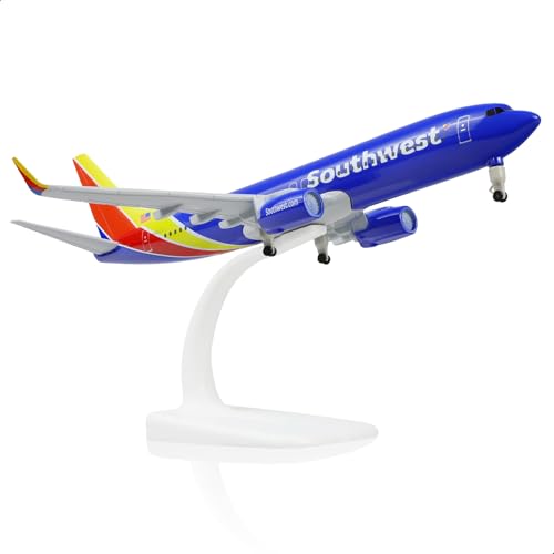 QIYUMOKE 1/300 Metallflugzeugmodell für Southwest Airlines 737 für Boeing 737 Modellflugzeug mit Ständer (7.5 Zoll) Ausstellungsdekoration für Luftfahrtbegeisterte von QIYUMOKE