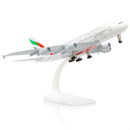QIYUMOKE 1/300 Metallflugzeugmodell für UAE A380 für Airbus A380 mit Ständer (7.5 Zoll), geeignet für Luftfahrtbegeisterte als Geschenk oder Ausstellungsdekoration für Luftfahrtbegeisterte. von QIYUMOKE