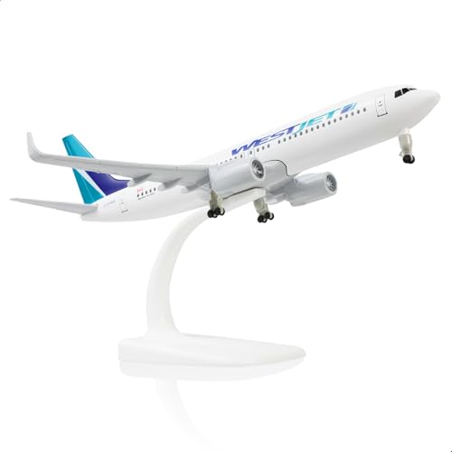 QIYUMOKE 1/300 Metallflugzeugmodell für Westjet Airlines 737 für Boeing 737 Modellflugzeug mit Ständer (7.5 Zoll lang) Ausstellungsdekoration für Luftfahrtbegeisterte. von QIYUMOKE