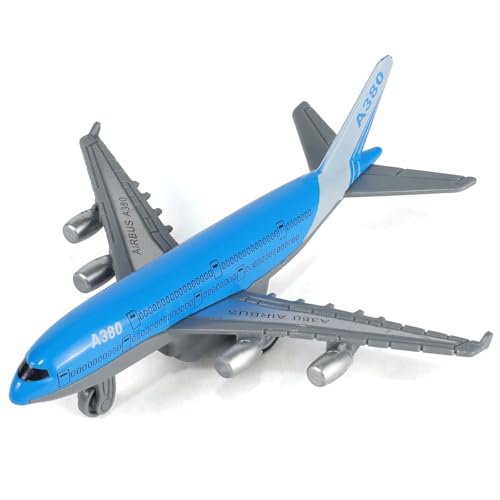 QIYUMOKE 1/400 A380 Flugzeug-Spielzeug mit Rückzugfunktion für Jungen Flugzeugmodell aus weiß lackiertem Kunststoff (14 cm Länge) von QIYUMOKE