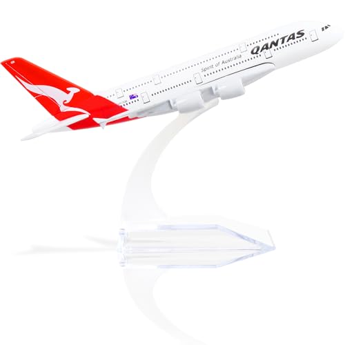 QIYUMOKE 1/400 Australien A380 Metallflugzeugmodell für Airbus A380 Modellflugzeug mit Ständer (6 Zoll lang) Ausstellungsdekoration für Luftfahrtbegeisterte. von QIYUMOKE