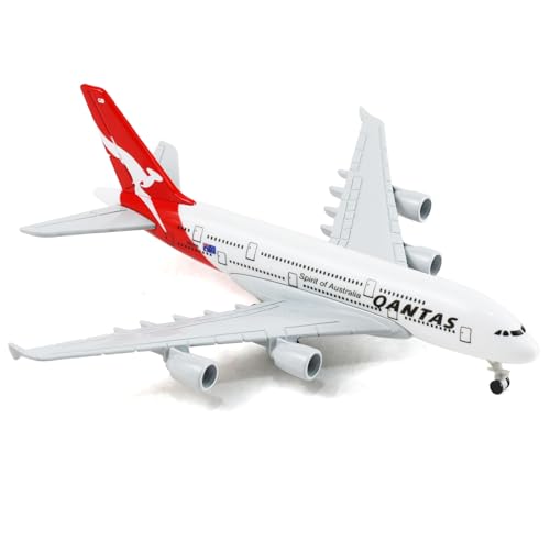 QIYUMOKE 1/400 Australien A380 Flugzeugmodell (6 Zoll lang) für Airbus A380 Flugzeugmodellbausatz mit vorgefertigtem Flugzeugfahrwerk und Ausstellungsständer, kann als Flugzeuggeschenk für Erwachsene von QIYUMOKE