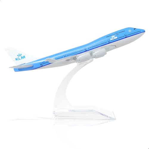 QIYUMOKE 1/400 Druckguss-Metallflugzeug für KLM Boeing 747 Flugzeug， Legierung Flugzeugmodell -Model Flugzeug mit Stand (6 Zoll lang) Geschenke für Luftfahrtbegeisterte. von QIYUMOKE
