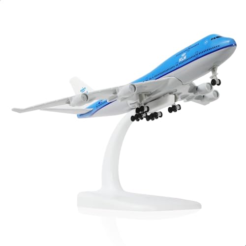 QIYUMOKE 1/400 KLM 747 Flugzeugmodell (6 Zoll) für Boeing 747 Flugzeugmodellbausatz mit vormontiertem Flugzeugfahrwerk und Ausstellungsständer, geeignet als Geschenk für Erwachsene oder als Sammlung von QIYUMOKE
